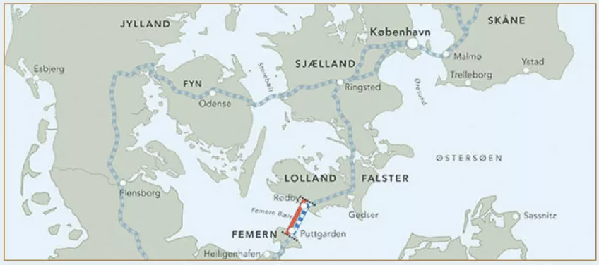 Karta över Fehmarn bält-regionen